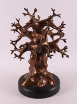 A brown patinated bronze baobab tree, 21st century.