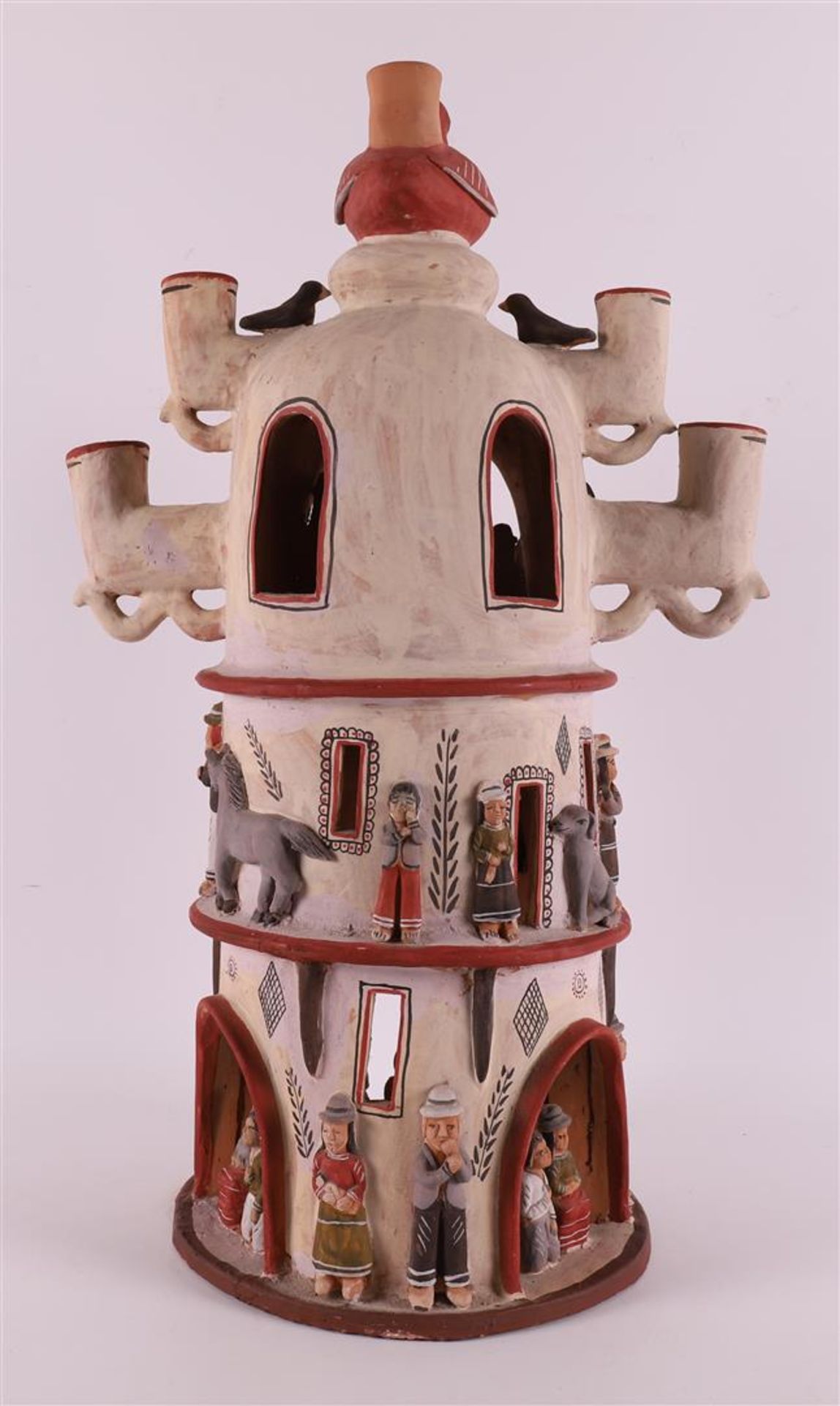 A ceramic candlestick with Central American figures, late 20th century. - Image 2 of 4