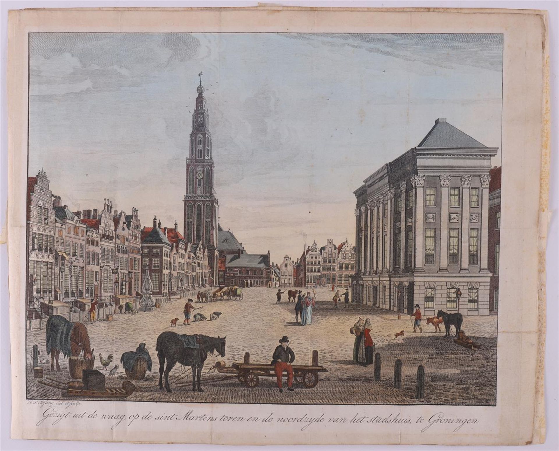 Topography, Groningen, publisher: J. Oomkes. Grote Markt seen to the west. - Image 2 of 2