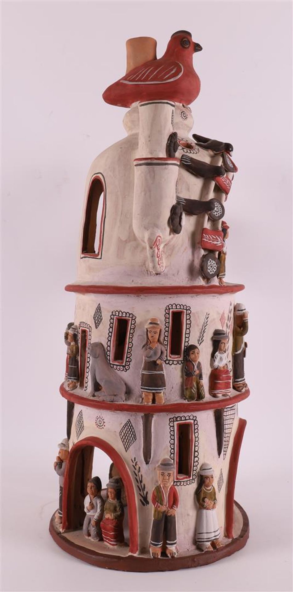 A ceramic candlestick with Central American figures, late 20th century. - Image 4 of 4