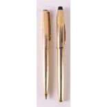 A Cross fountain pen with 10KT Rolled Gold jacket + Parker ballpoint pen