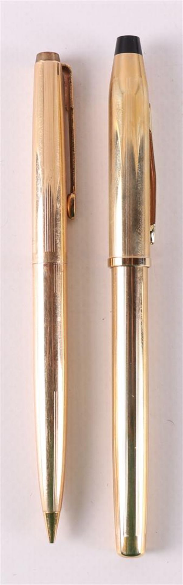 A Cross fountain pen with 10KT Rolled Gold jacket + Parker ballpoint pen