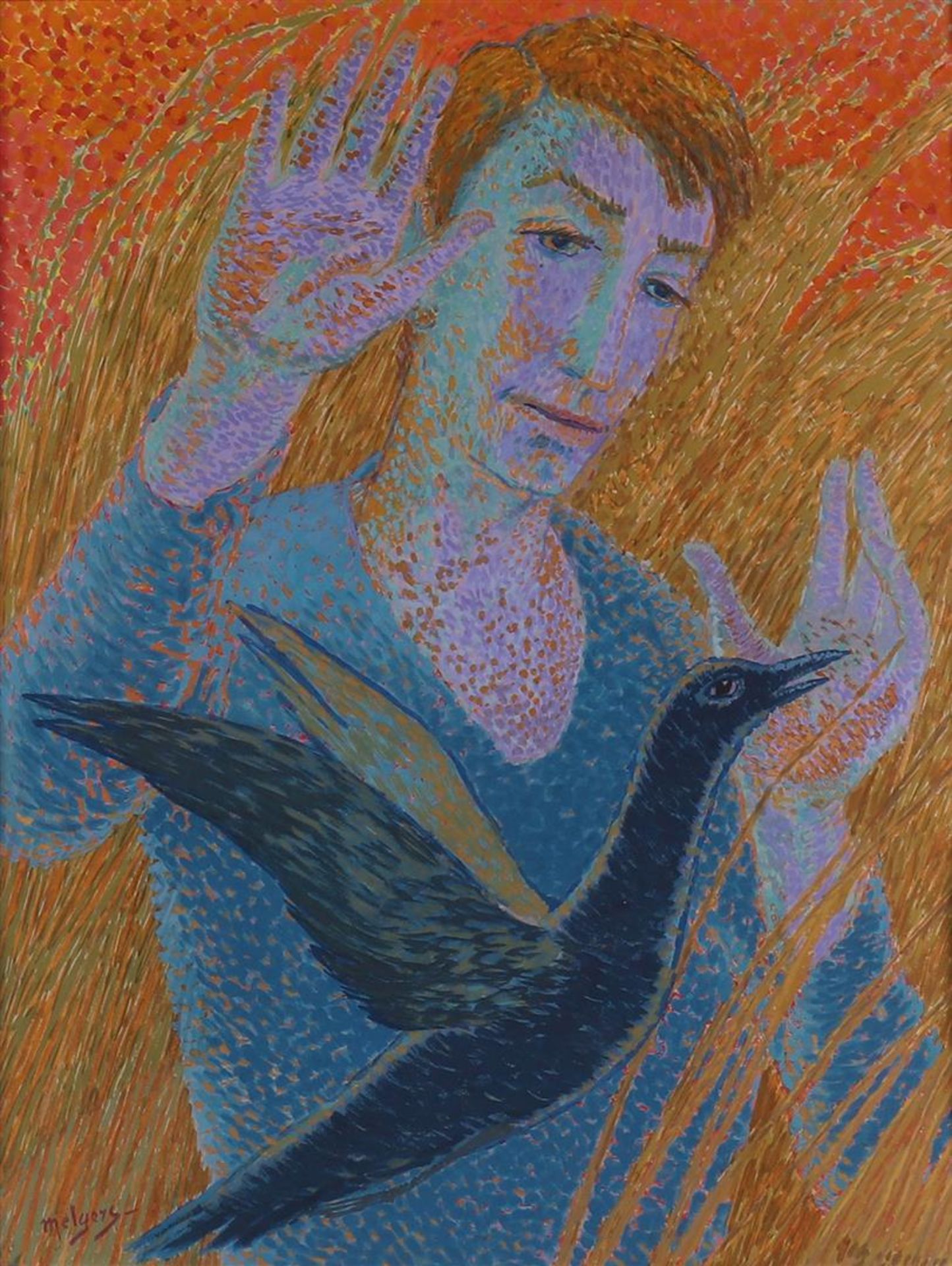 Melgers, Hendrik Johan (Henk) (Groningen 1899-1973 A'dam) 'Man with bird', - Bild 2 aus 5