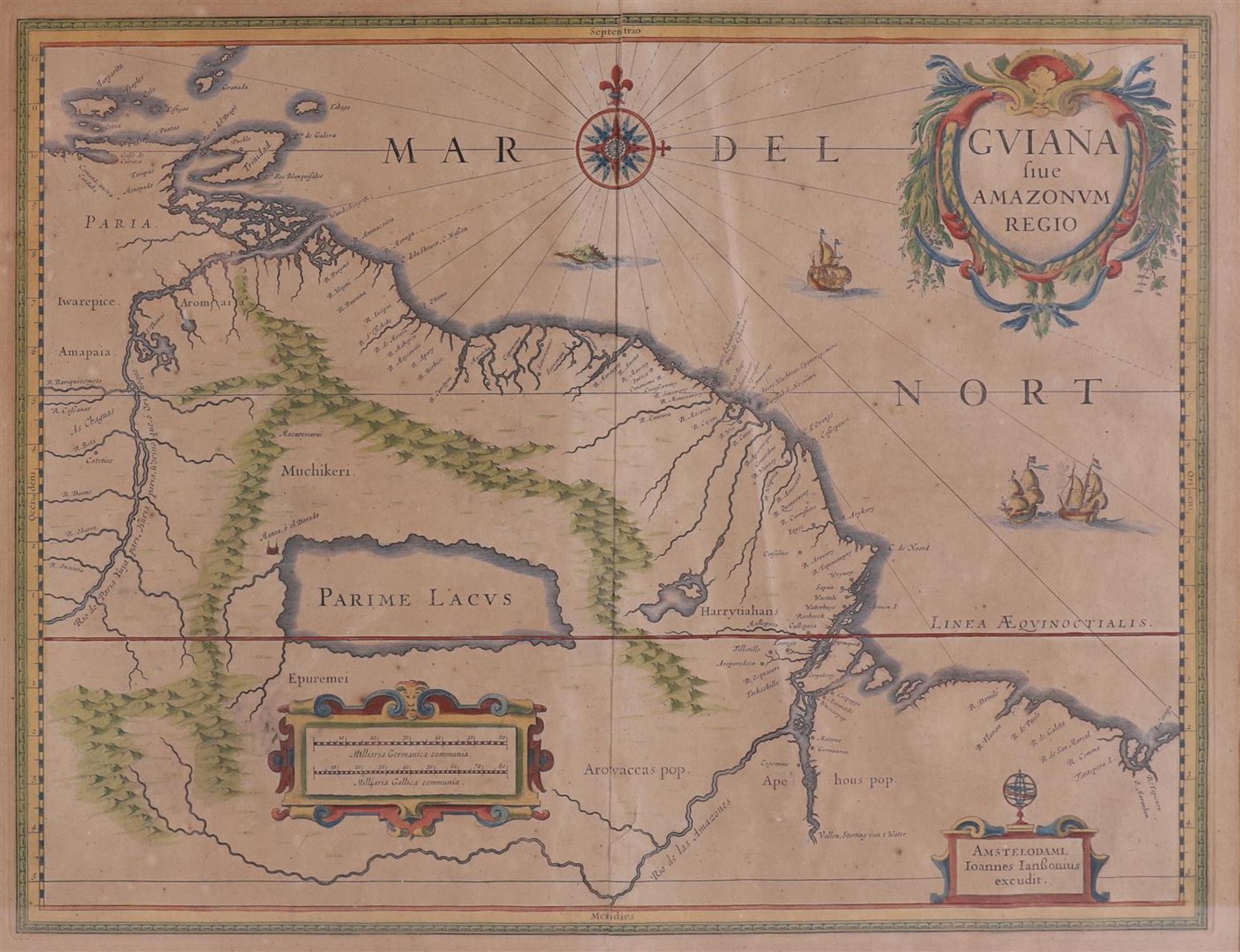 Topography. America, South America / Suriname / Guyana, Janssonius / Hondius. - Bild 2 aus 2