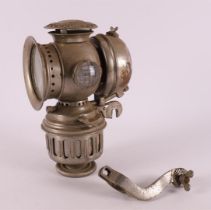 A nickel-plated brass carbit bicycle lantern, early 20th century.