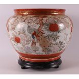A kutani porcelain cache pot on a loose base, Japan, Meiji, around 1900.