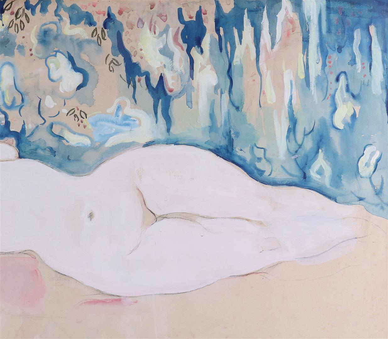 Dongen van, (bears signature) 'Female lying naked', - Image 3 of 7