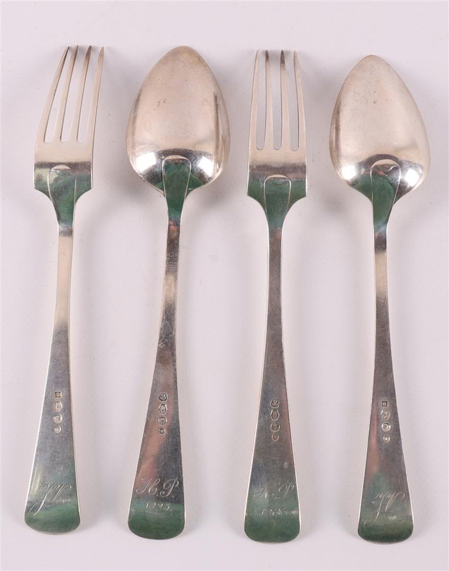 Two second grade 835/1000 silver place settings, Haags Lof, including year lette - Bild 2 aus 4