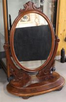 A mahogany oval toilet mirror, Holland, Willem III, 19th century.