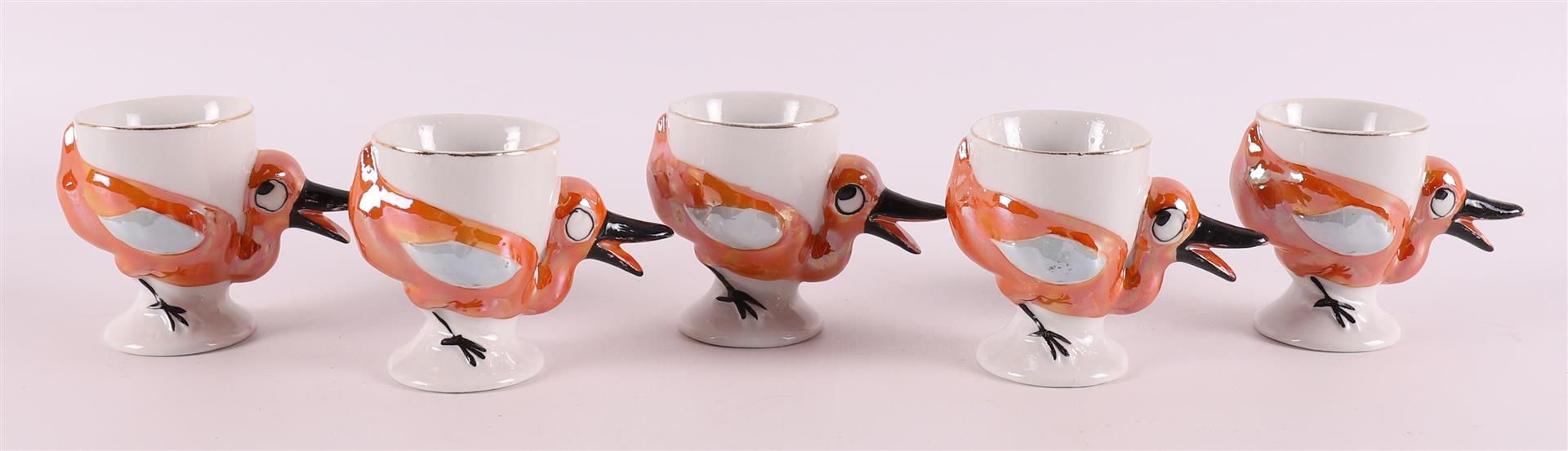 A series of five vintage porcelain design egg cups, mid-20th century. - Bild 2 aus 4