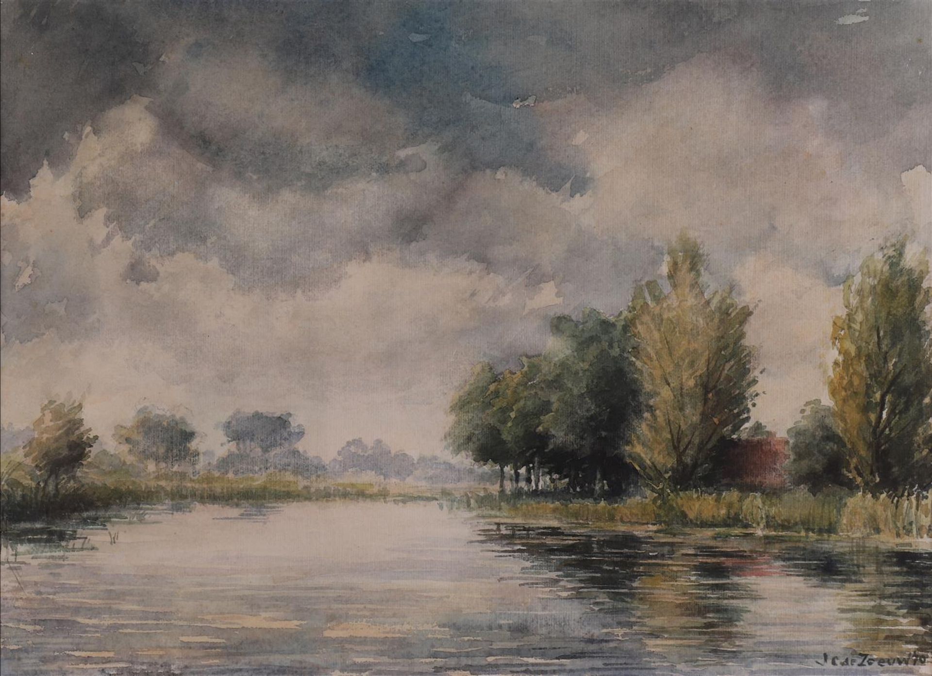Zeeuw, the J.C. (Dutch school 20th century) 'River landscape and trees, farm - Bild 2 aus 2