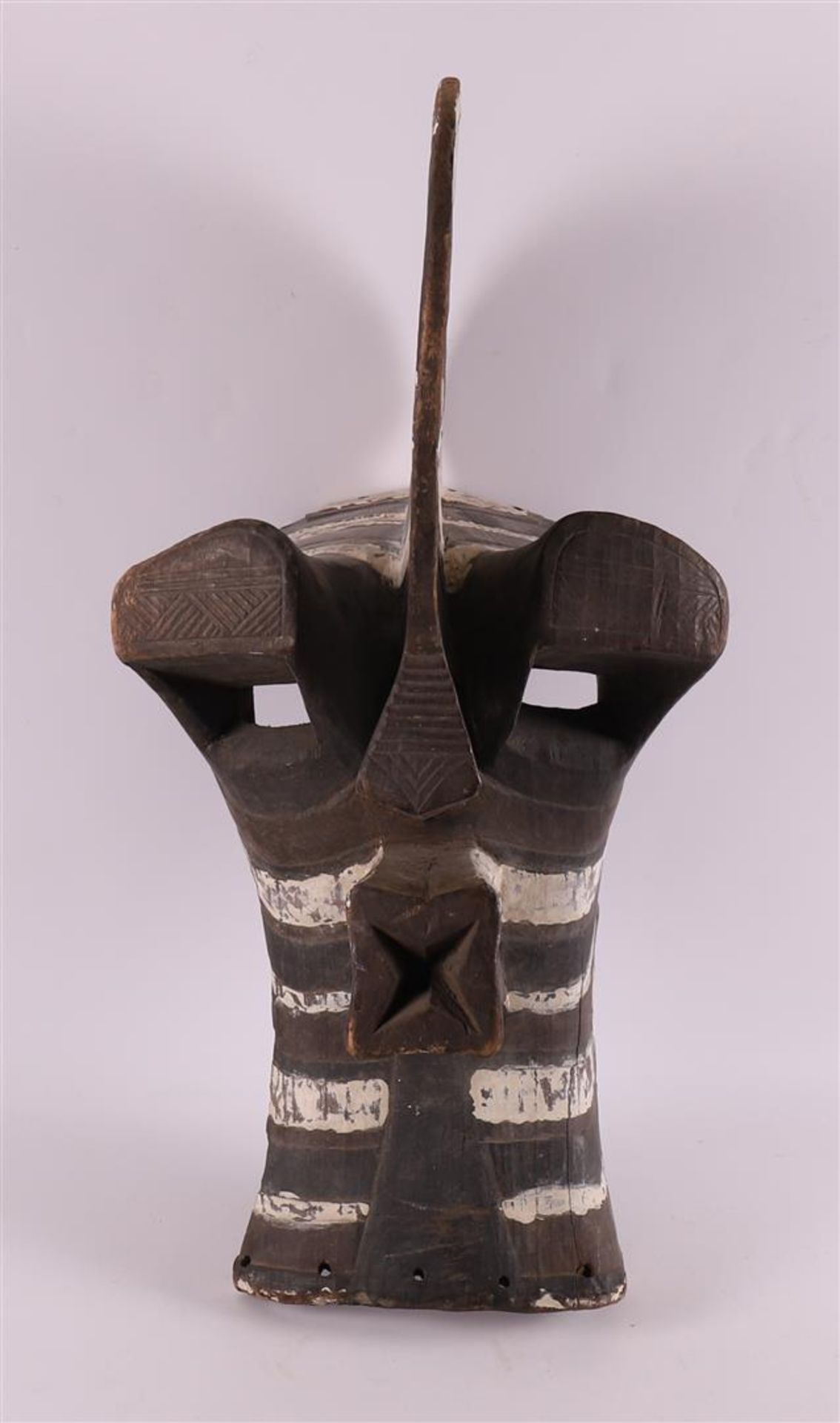 A carved wooden kifwebe mask, Songue tribe, Congo, Africa, 20th century.