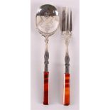 A second grade 835/1000 silver ginger cutlery with agate handles, from 1882