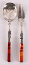 A second grade 835/1000 silver ginger cutlery with agate handles, from 1882