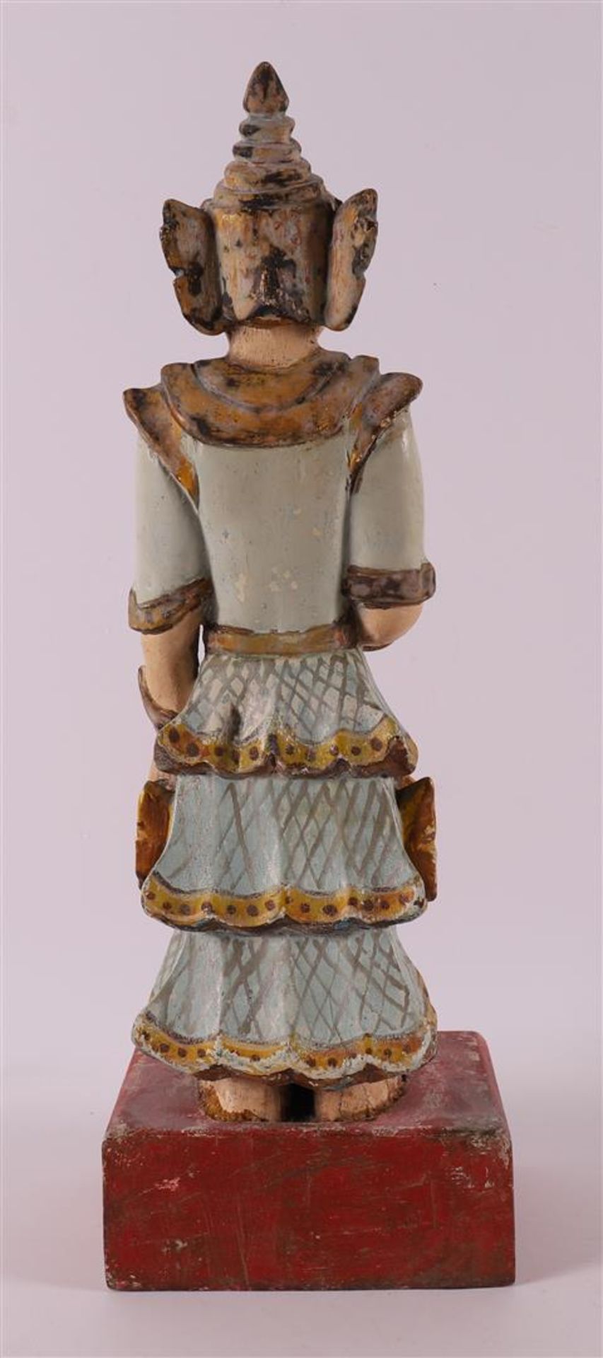 A carved polychromed wooden man in traditional clothing, Burma, 20th century - Image 2 of 4