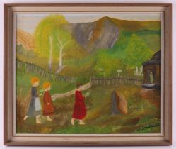 Scandinavian school 2nd half 20th century “Children in a garden”,