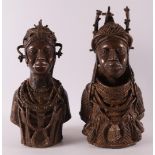 A brown patinated Benin bronze of a royal couple, Africa, Nigeria, 20th century