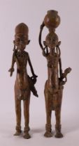 A Benin bronze man and woman, Nigeria, Africa, 2nd half of the 20th century.