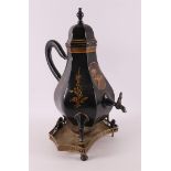 A black lacquered hexagonal tap jug, 18th century.