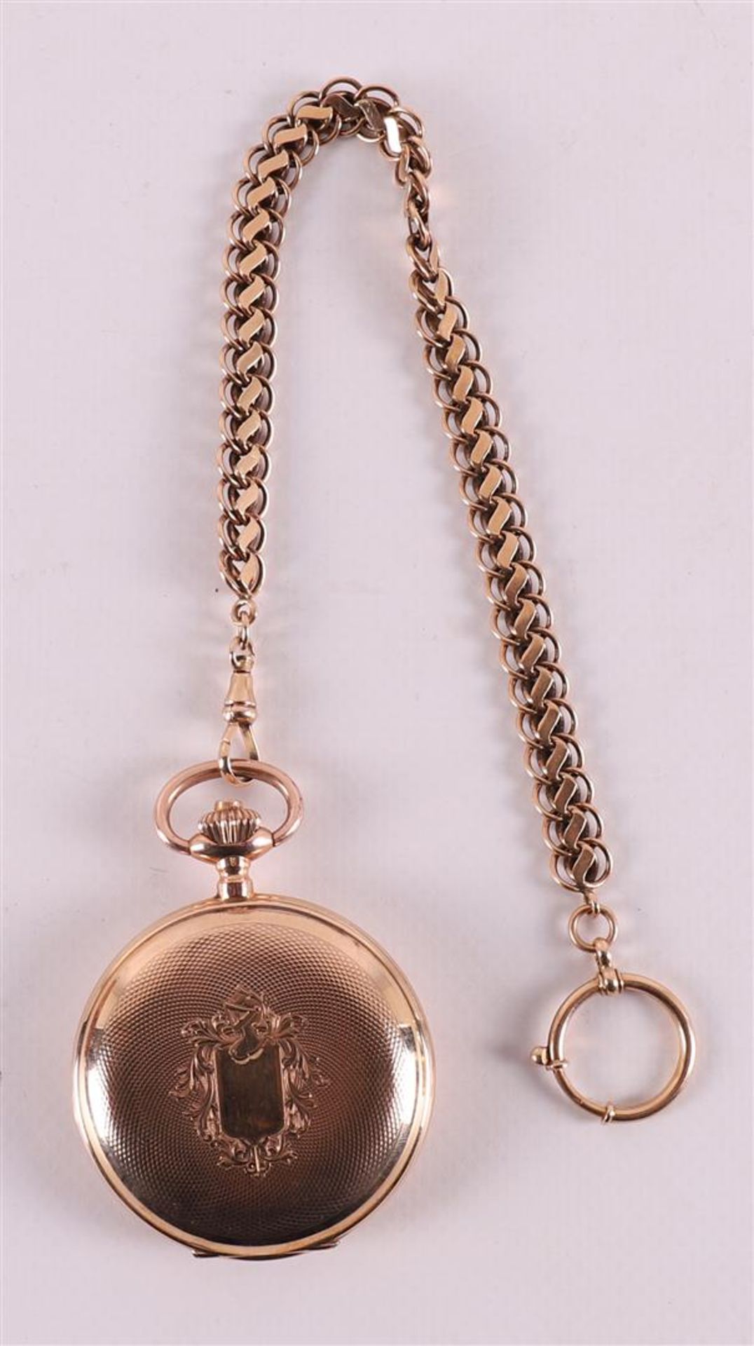 An Ancre Ligne droite men's vest pocket watch in a 14 kt case and ditto chain. - Bild 4 aus 5