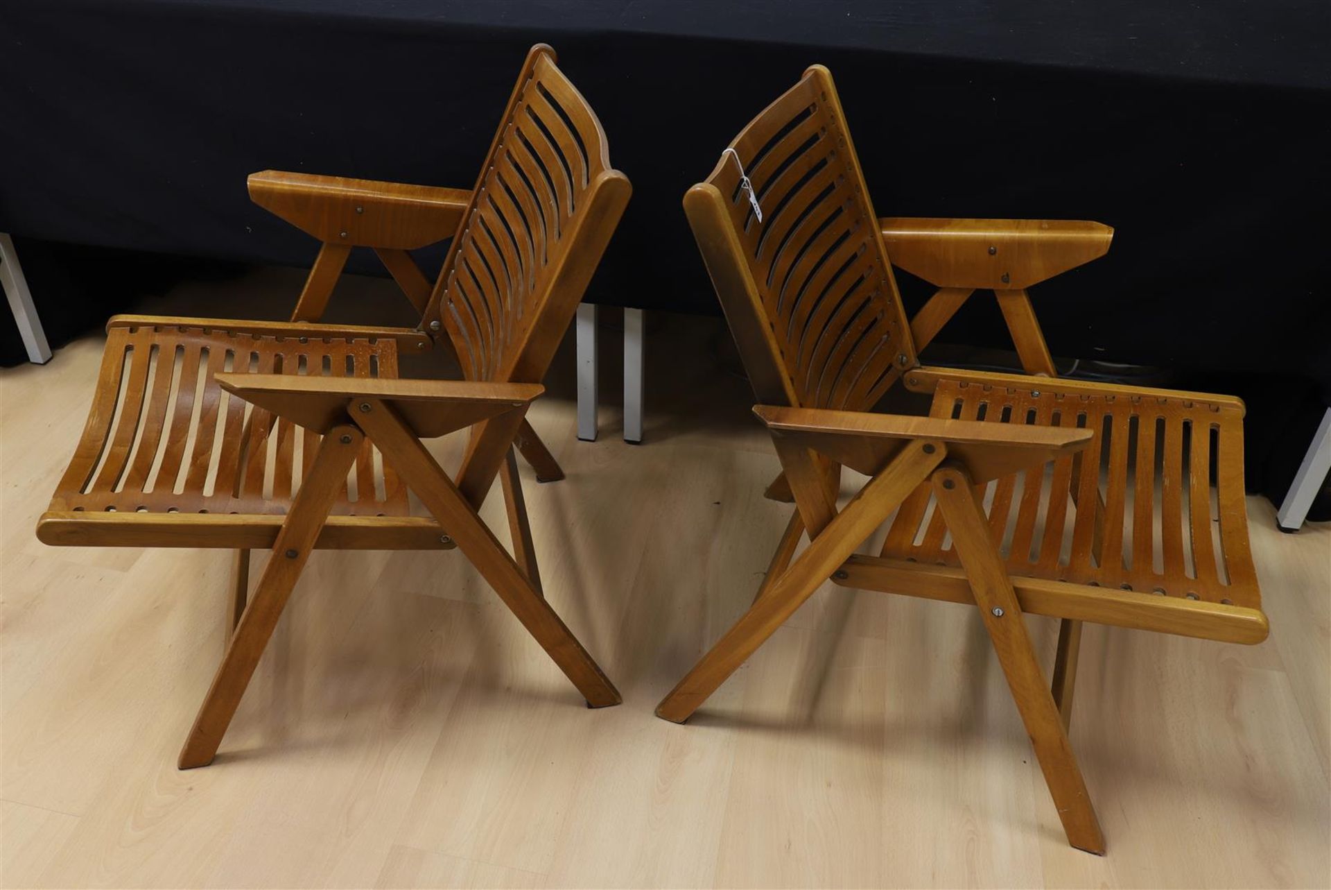 A pair of wooden 'Rex - Impakta' folding chairs, design: Niko Kralj, - Image 2 of 2