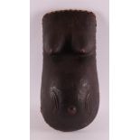 A wooden ceremonial belly mask 'Njorowe', Makondé, Mozambique/Tanzania,