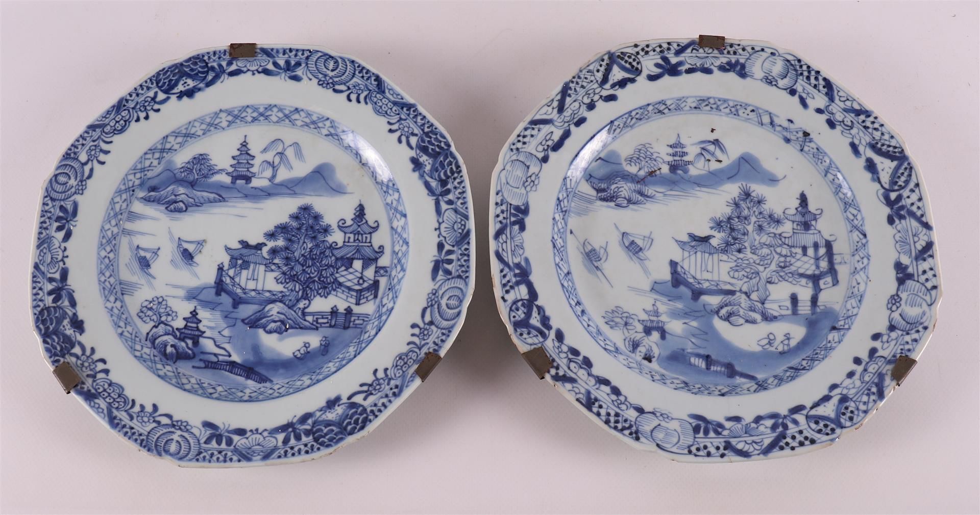 A series of six blue/white porcelain octagonal plates, China, Qianlong - Image 2 of 9