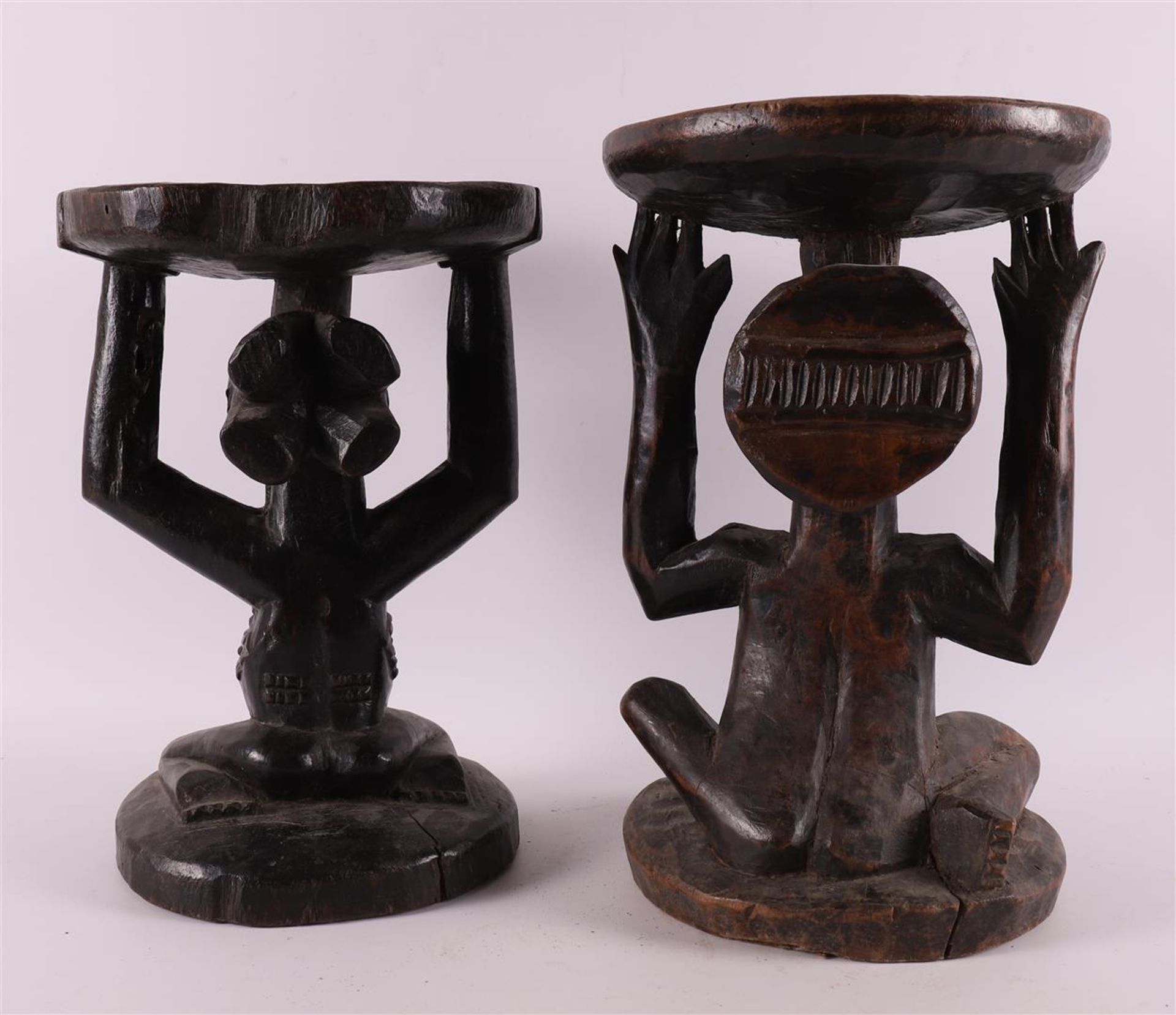 Two carved wooden stools, Luba, Congo, Central Africa, 20th century - Bild 3 aus 5