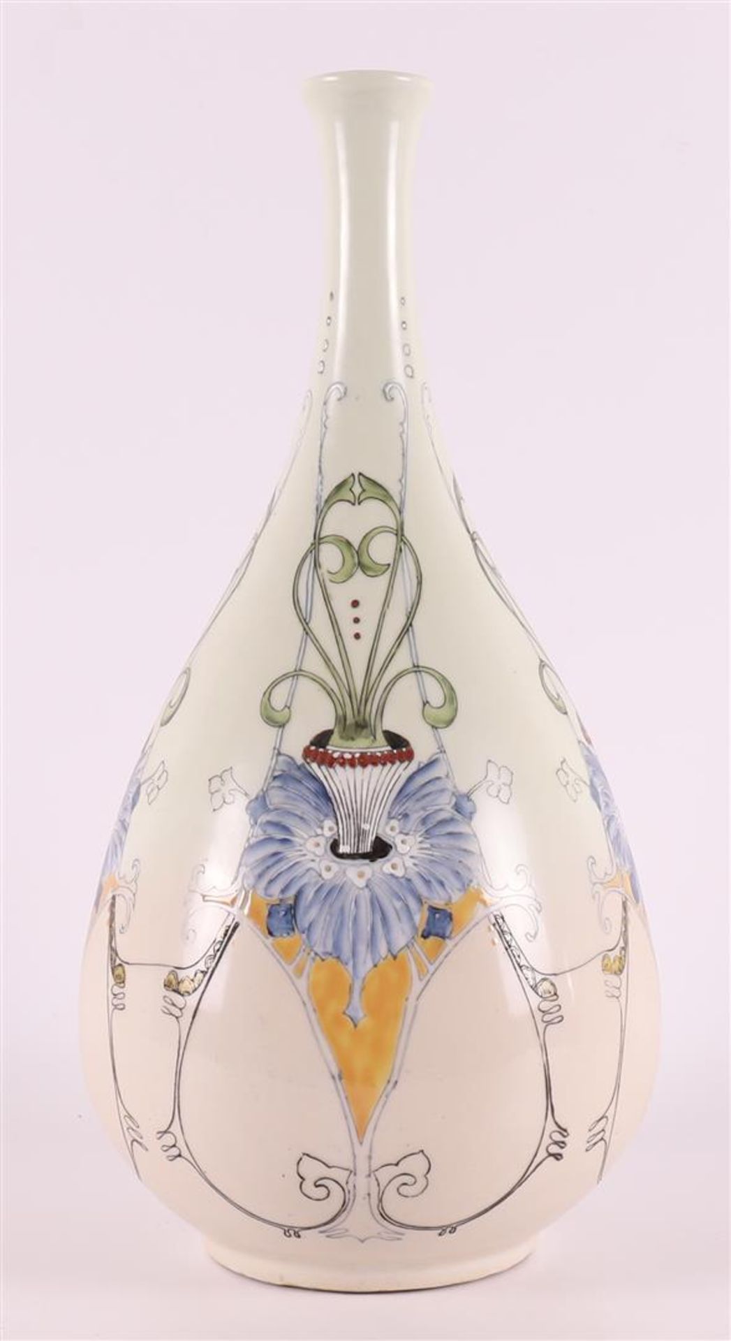 A porcelain teardrop-shaped Art Nouveau style vase, 21st century