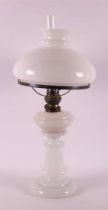 A white opaline glass table oil lamp, late 19th century.