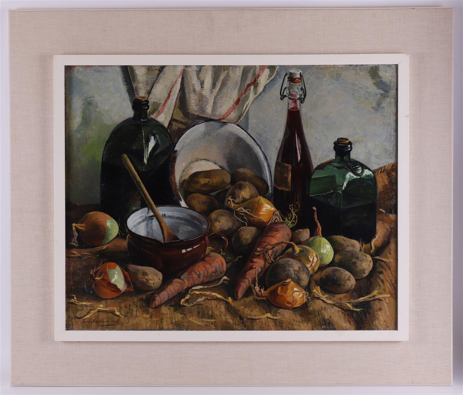 Masseus, Edward * (Rotterdam 1917-2004) 'Still life with bottles'