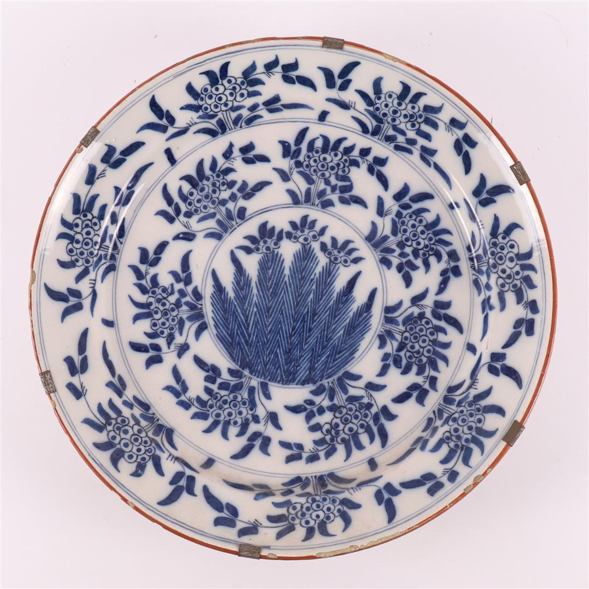 Three blue/white Delft earthenware 'Mimosa' dishes, Holland, 18th century. - Image 8 of 11