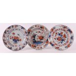 Three various porcelain Chinese Imari plates, China, including Qianlong, 18th ce