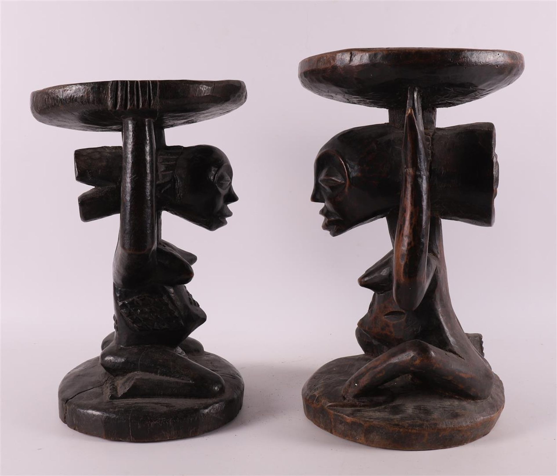 Two carved wooden stools, Luba, Congo, Central Africa, 20th century - Bild 5 aus 5