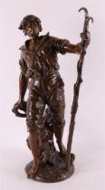 A brown patinated white metal 'samac' sculpture of a fisherman, France,