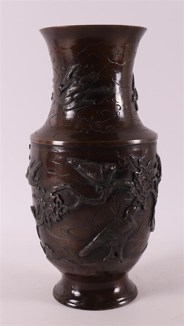 A brown patinated bronze vase, Japan, Meiji, early 20th century. - Image 4 of 6