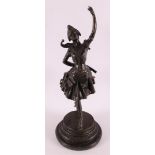 A brown patinated Art Deco dancer, based on an antique example, 21st century.