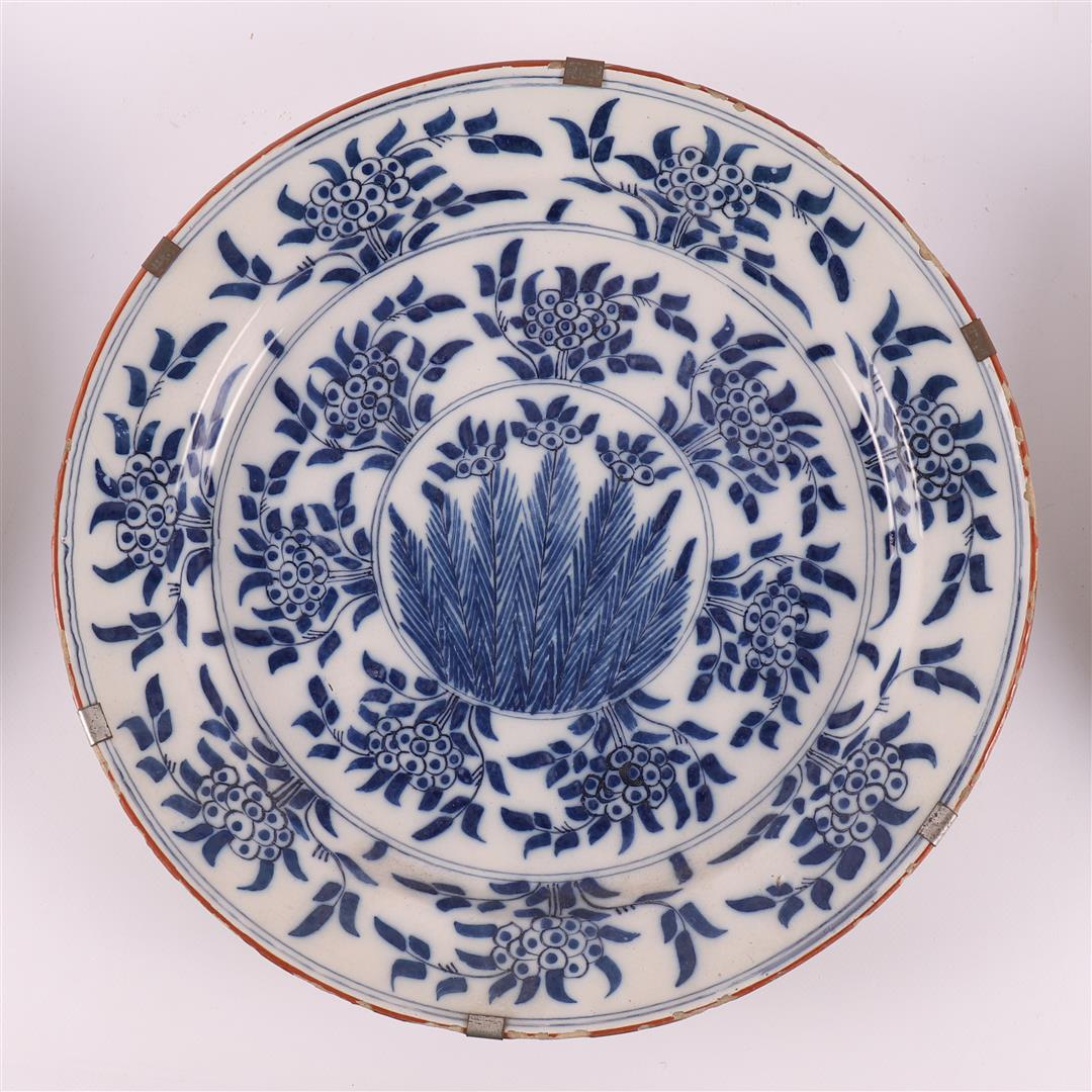 Three blue/white Delft earthenware 'Mimosa' dishes, Holland, 18th century. - Image 2 of 11
