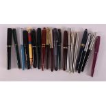 A lot of various fountain pens, including Parker and Shaeffer.