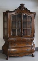 A two-door porcelain/display cabinet, Dutch, Louis Quinze style, 19th century.