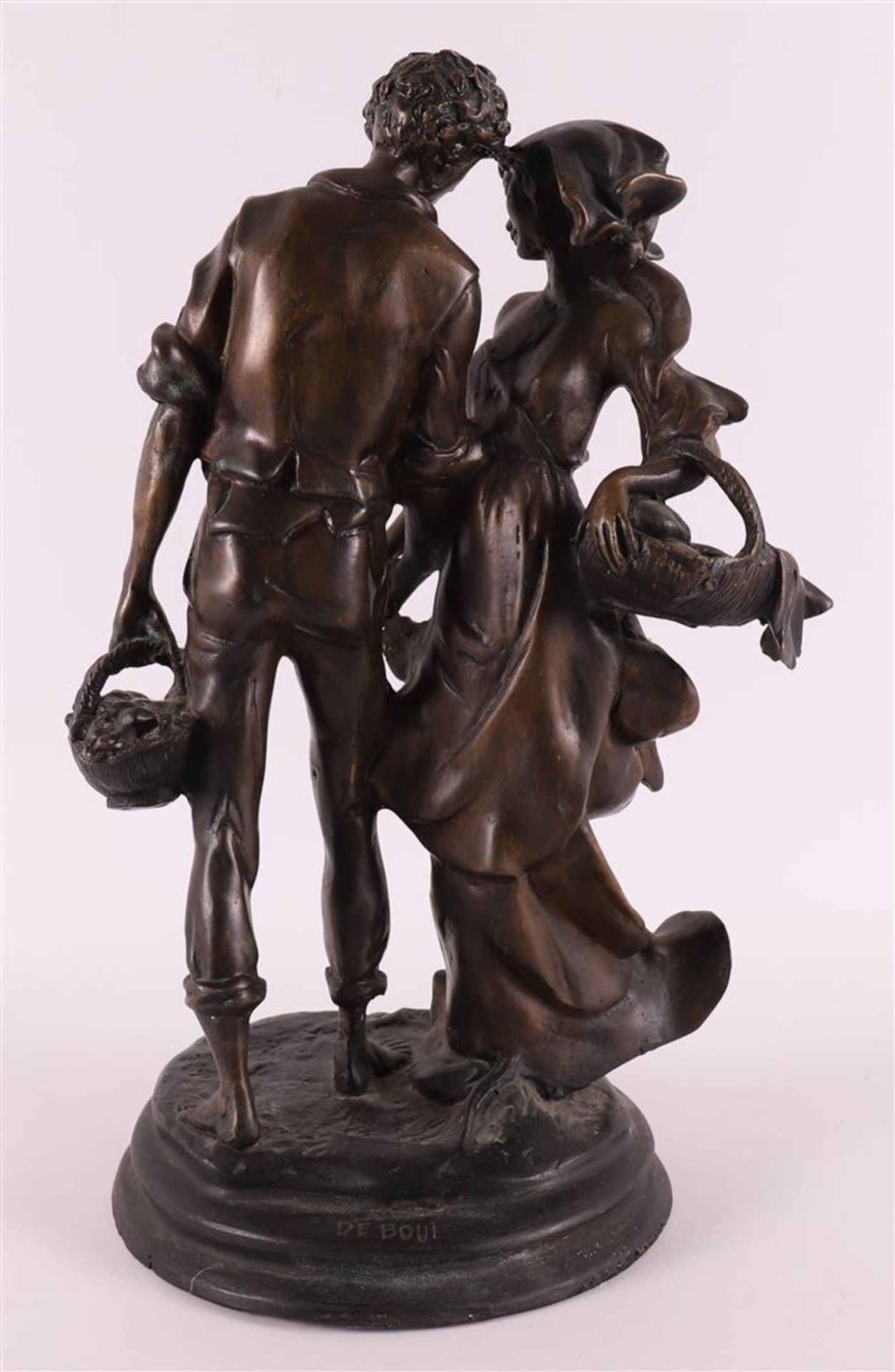 A brown patinated bronze sculpture of a man and woman, based on an antique examp - Bild 3 aus 5