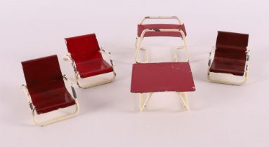 A metal vintage miniature tubular furniture set, 1950s/60s.