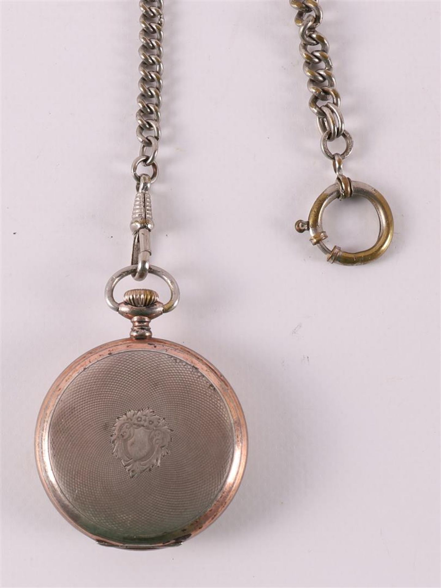 A men's vest pocket watch in silver case, on a base chain, around 1900. - Image 3 of 3