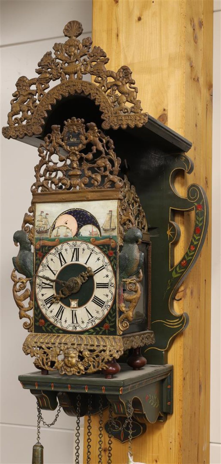 A chair clock with moon indication, Groningen, 19th century. - Image 2 of 3