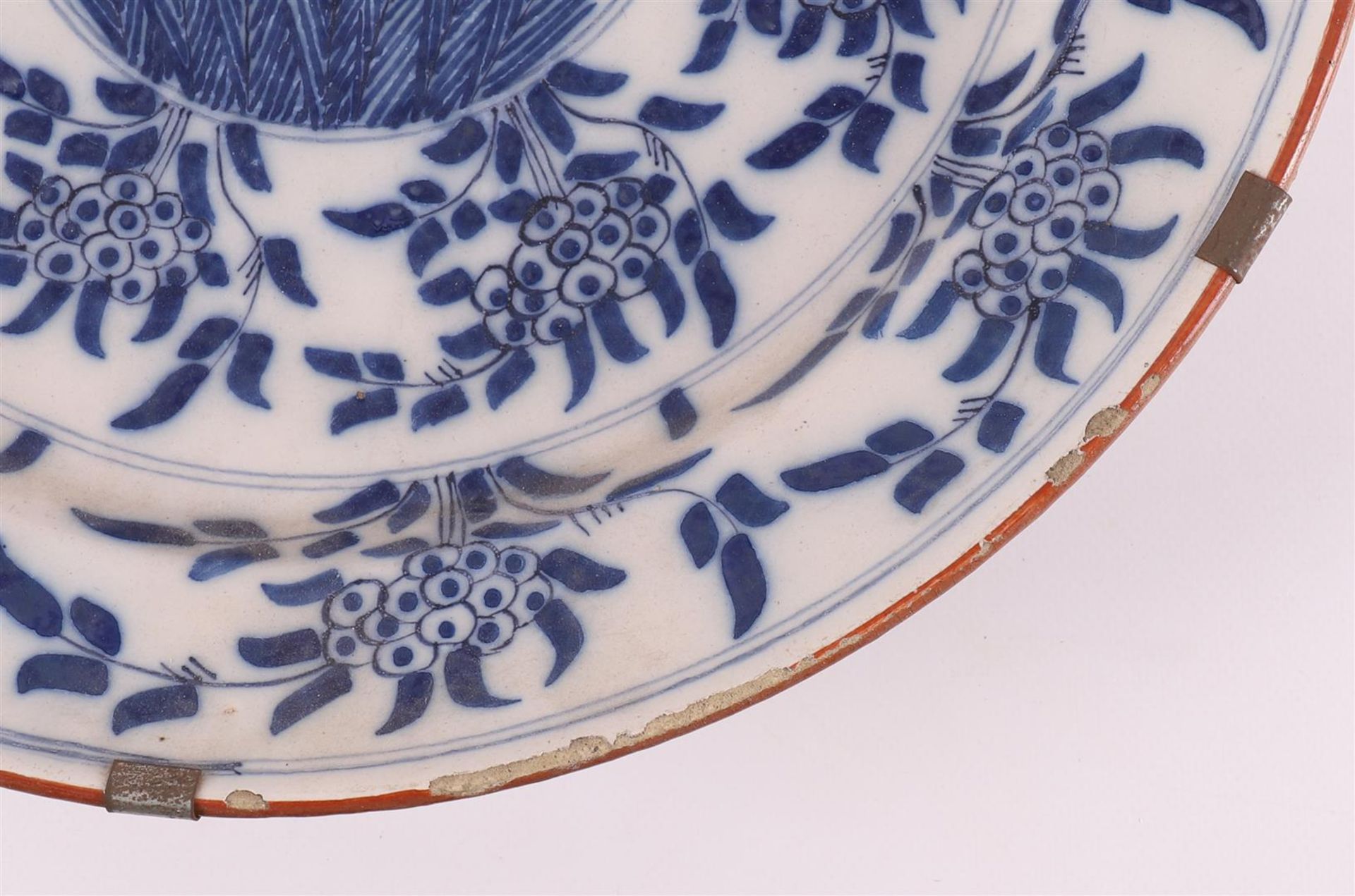 Three blue/white Delft earthenware 'Mimosa' dishes, Holland, 18th century. - Image 9 of 11