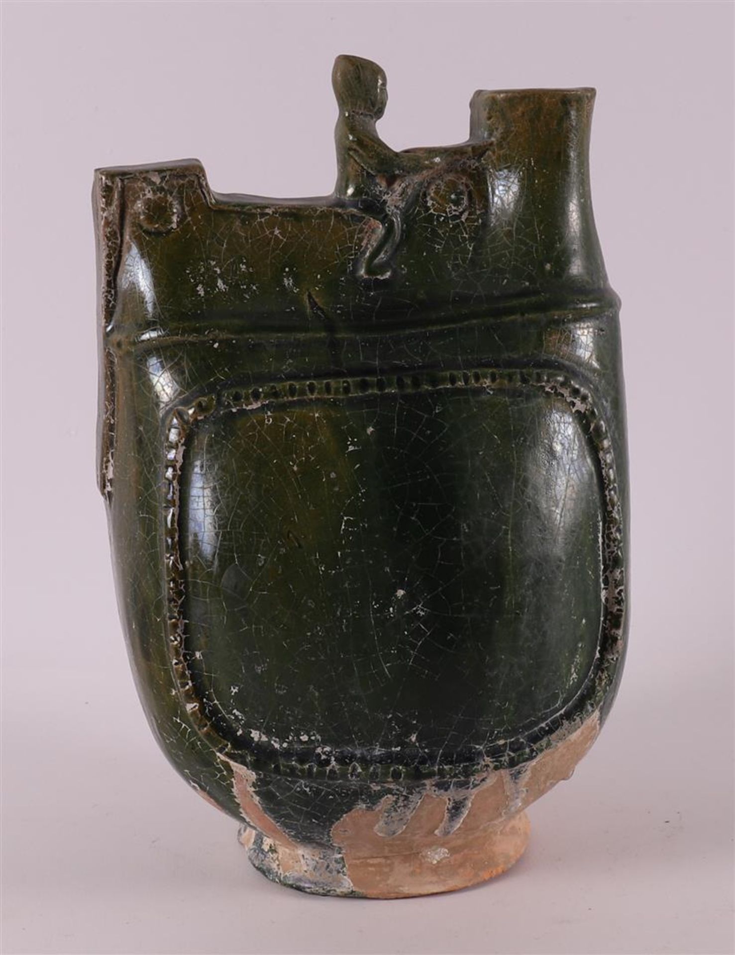 A green glazed stoneware bottle, China, Song style. - Image 2 of 4