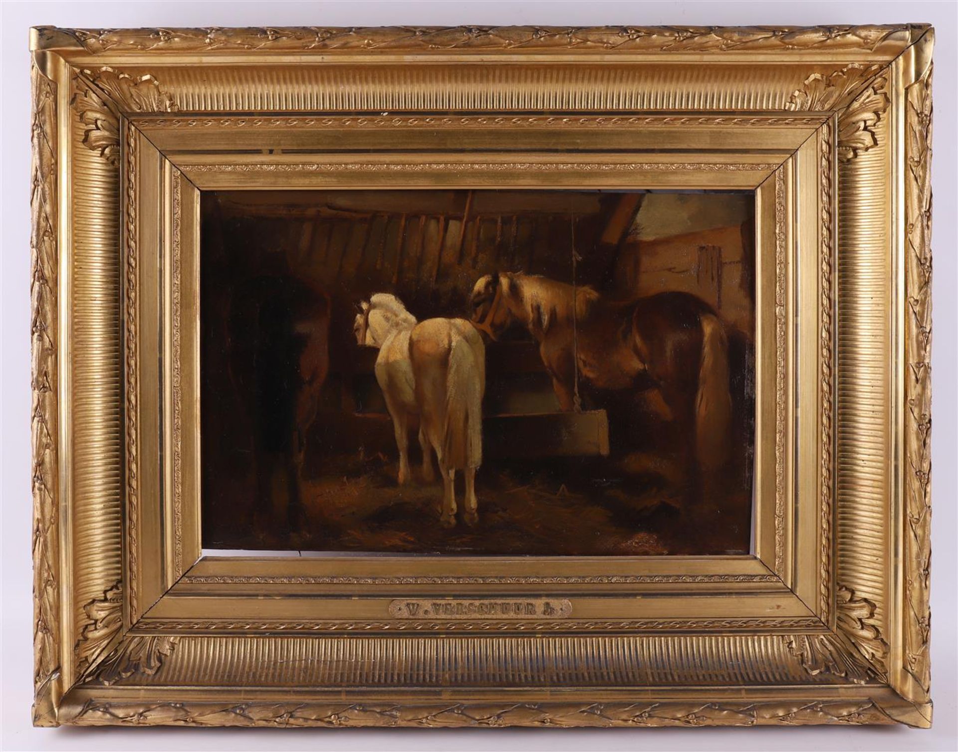Verschuur, W Jr. (attributed to) “Horses in the stable”,