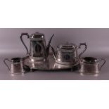 A silver plated tea and coffee set, England, Walter & Hall, Scheffield.