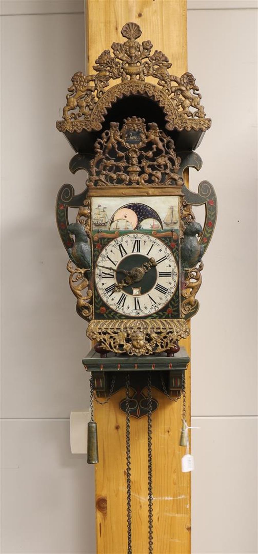 A chair clock with moon indication, Groningen, 19th century.
