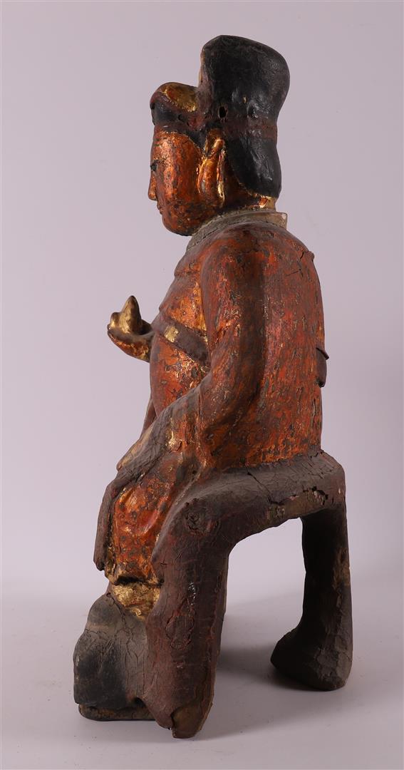 A carved wooden figure of Taoist Deity, China, Qing dynasty, 19th century. - Image 6 of 6